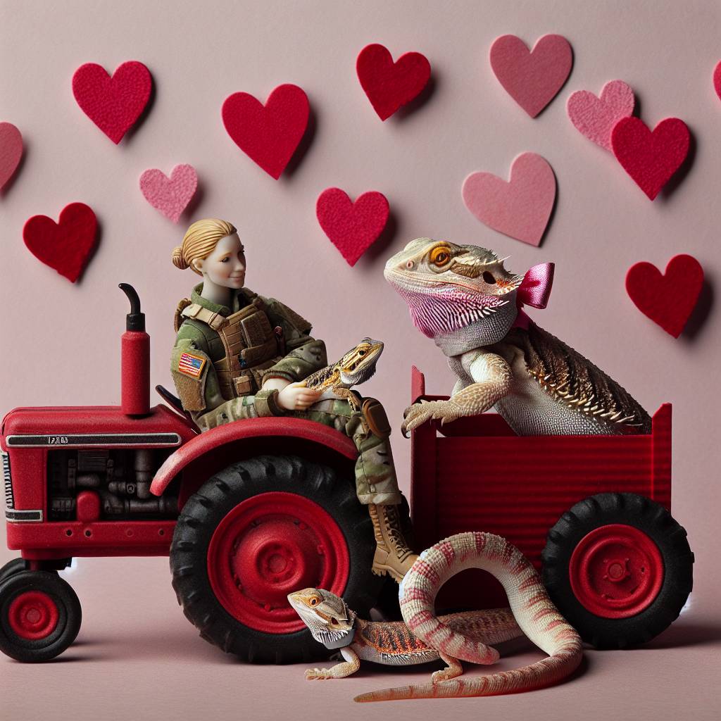 1) Valentines-day AI Generated Card - Tractors, Bearded dragon, Military, and Snakes (447cd)