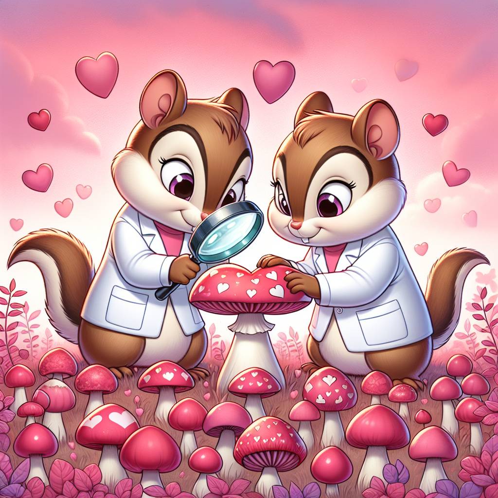 2) Valentines-day AI Generated Card - Chipmunks, Science , and Toadstools  (933a9)