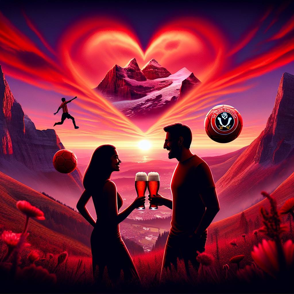 2) Valentines-day AI Generated Card - Sheffield United , Sunsets, Mountains, and Beer (58058)