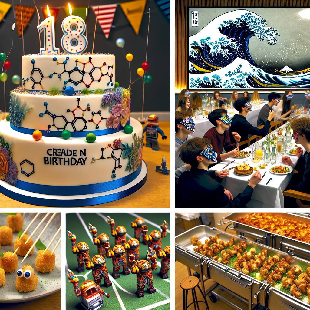 2) Birthday AI Generated Card - 18th Birthday, Chemistry, Fifa, Nando’s chicken, Star wars, Lego, Steel pans drums, and The great wave (75e10)