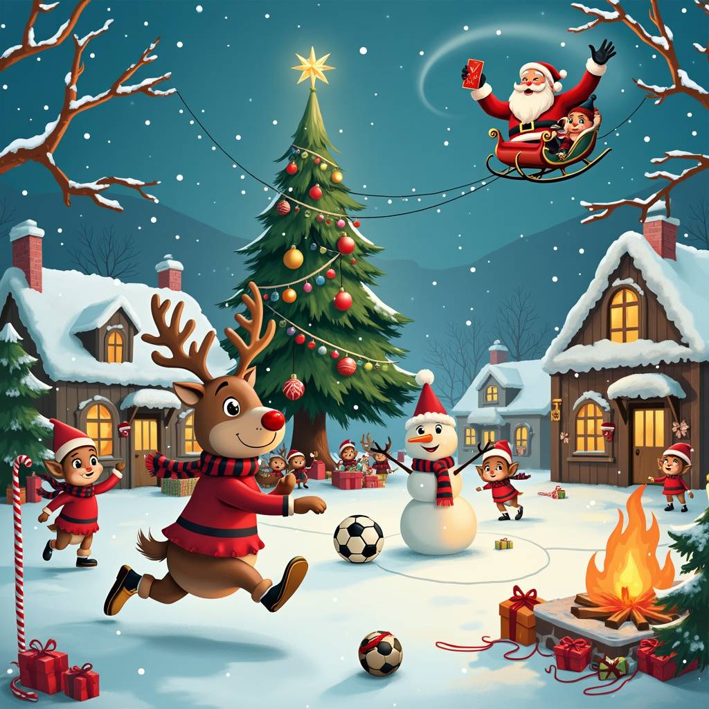 2) Christmas AI Generated Card - Reindeer, Newcastle United , Football, and Christmas tree  (f5831)