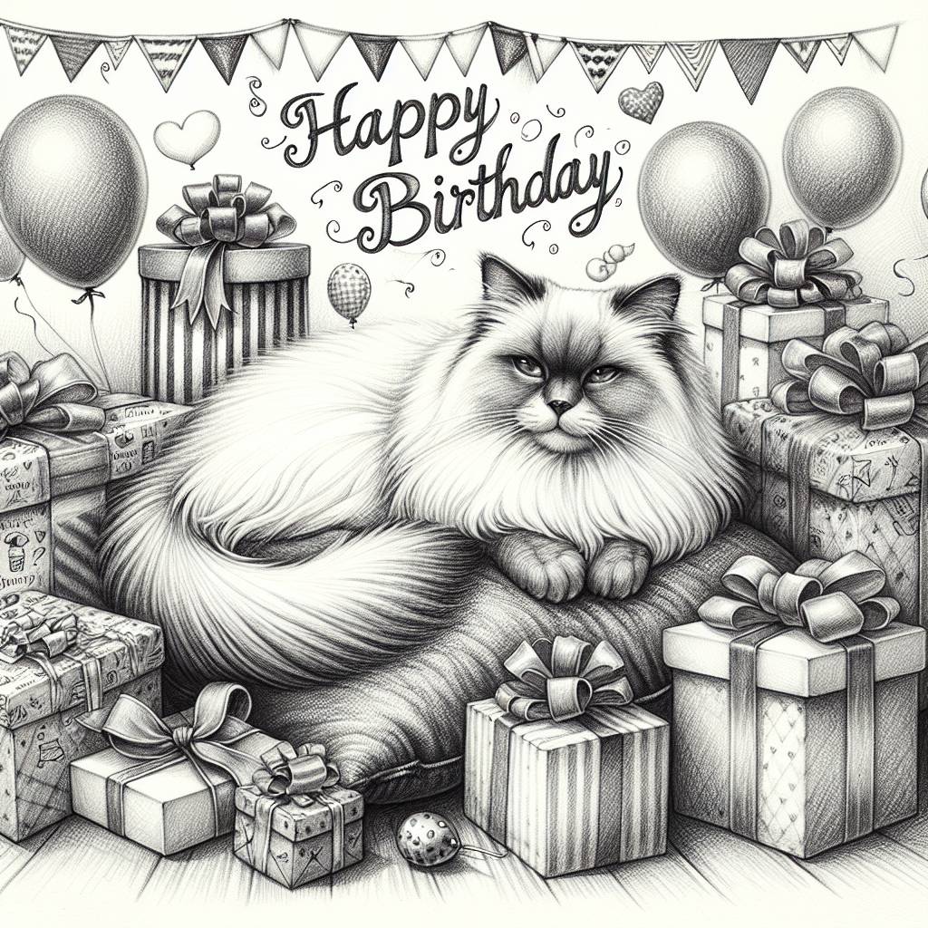 4) Birthday AI Generated Card - Birman Birthday Cards (b0e7f)