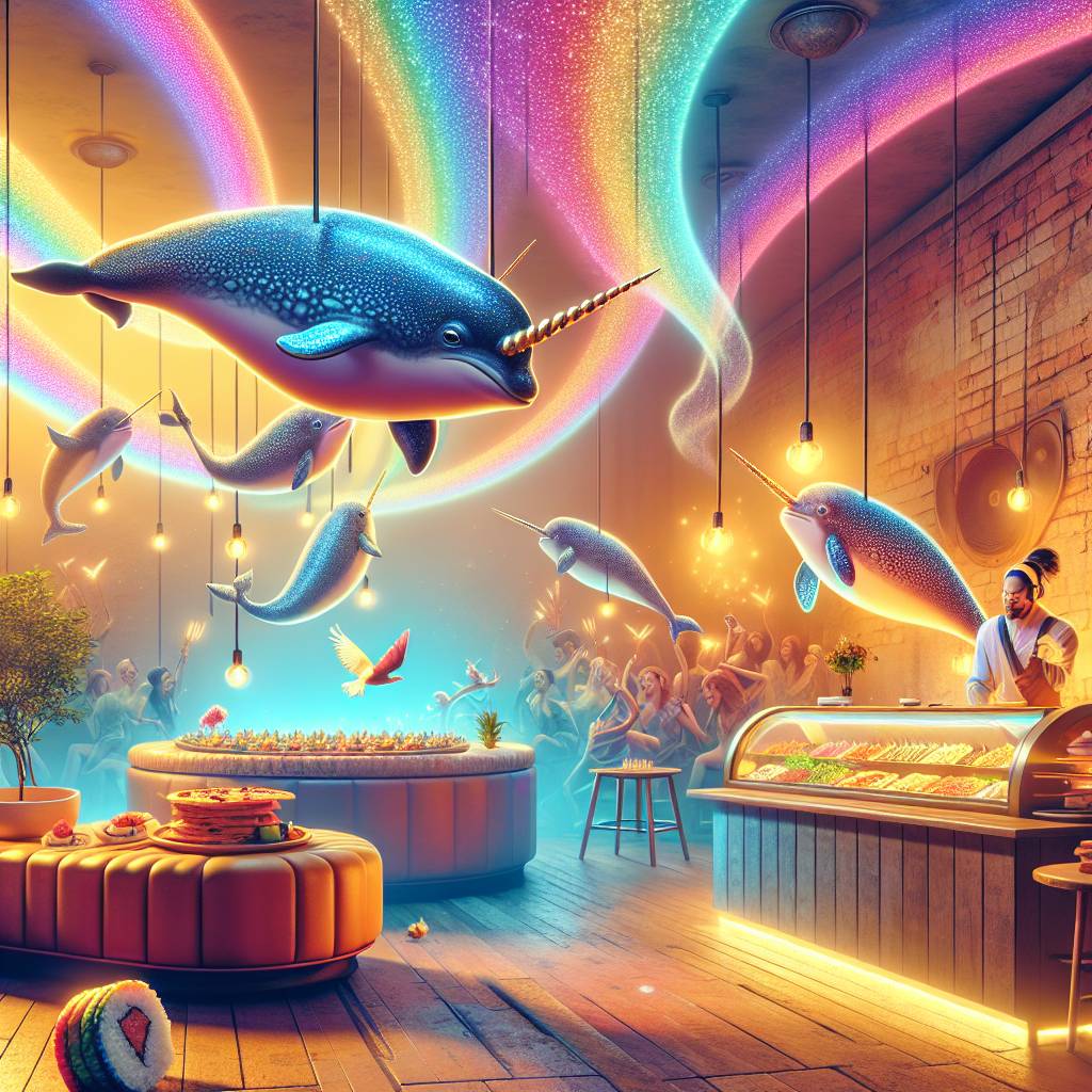 2) Birthday AI Generated Card - Narwhals, Pizza, Rainbows, Sushi, Hip hop dancing, and Cosy (839b9)