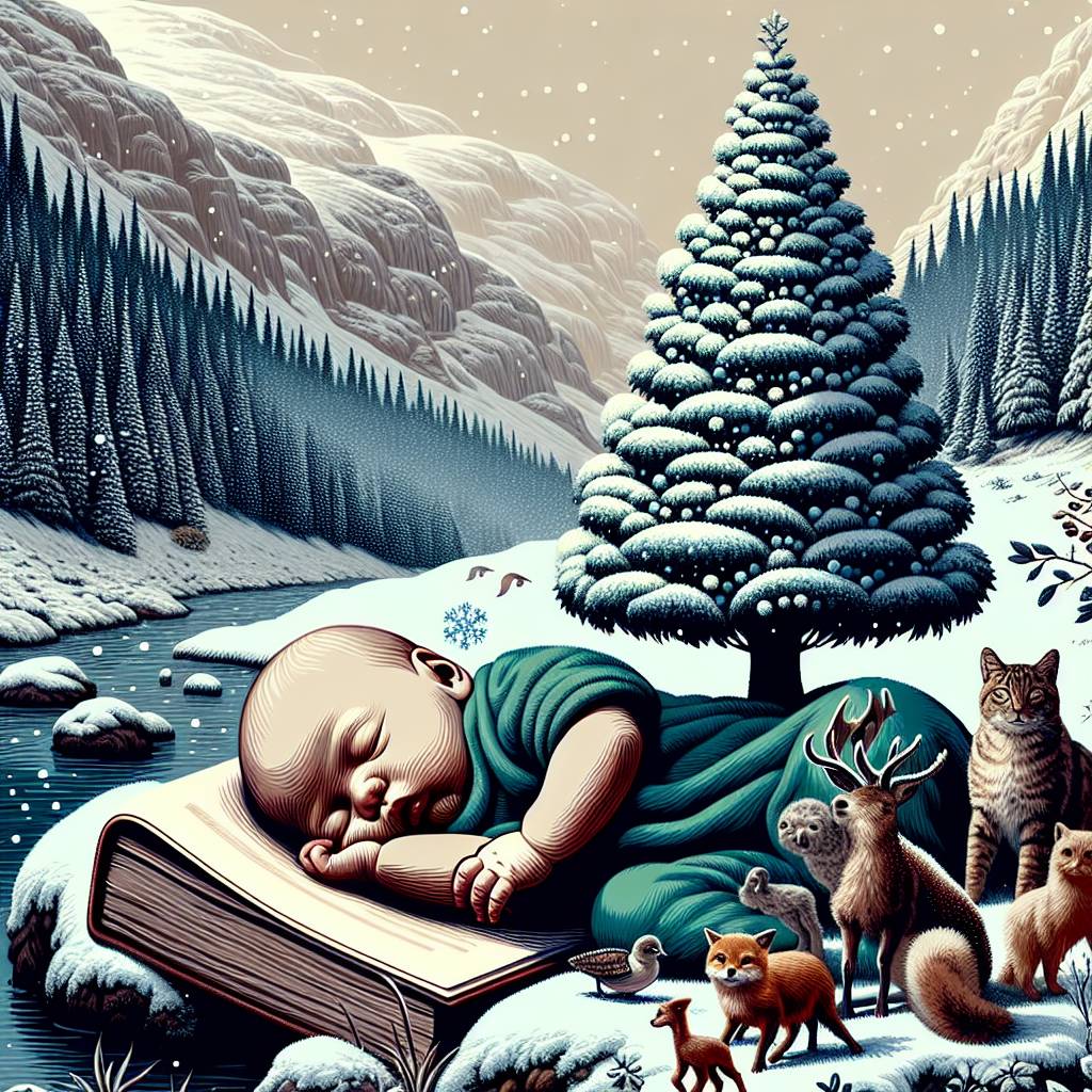 1) Christmas AI Generated Card - Books, Nature, and Baby (63afa)