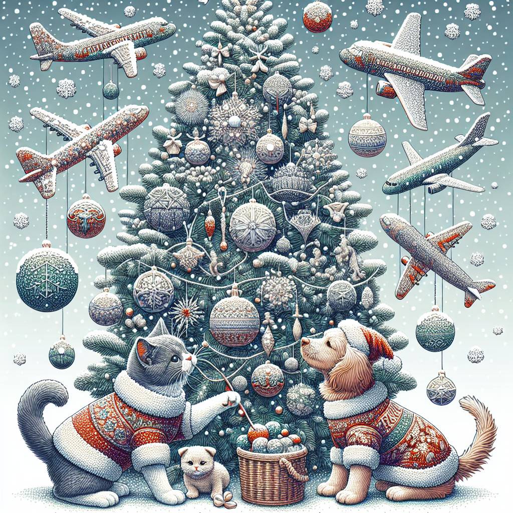 3) Christmas AI Generated Card - Cats, Dogs, and Aircraft