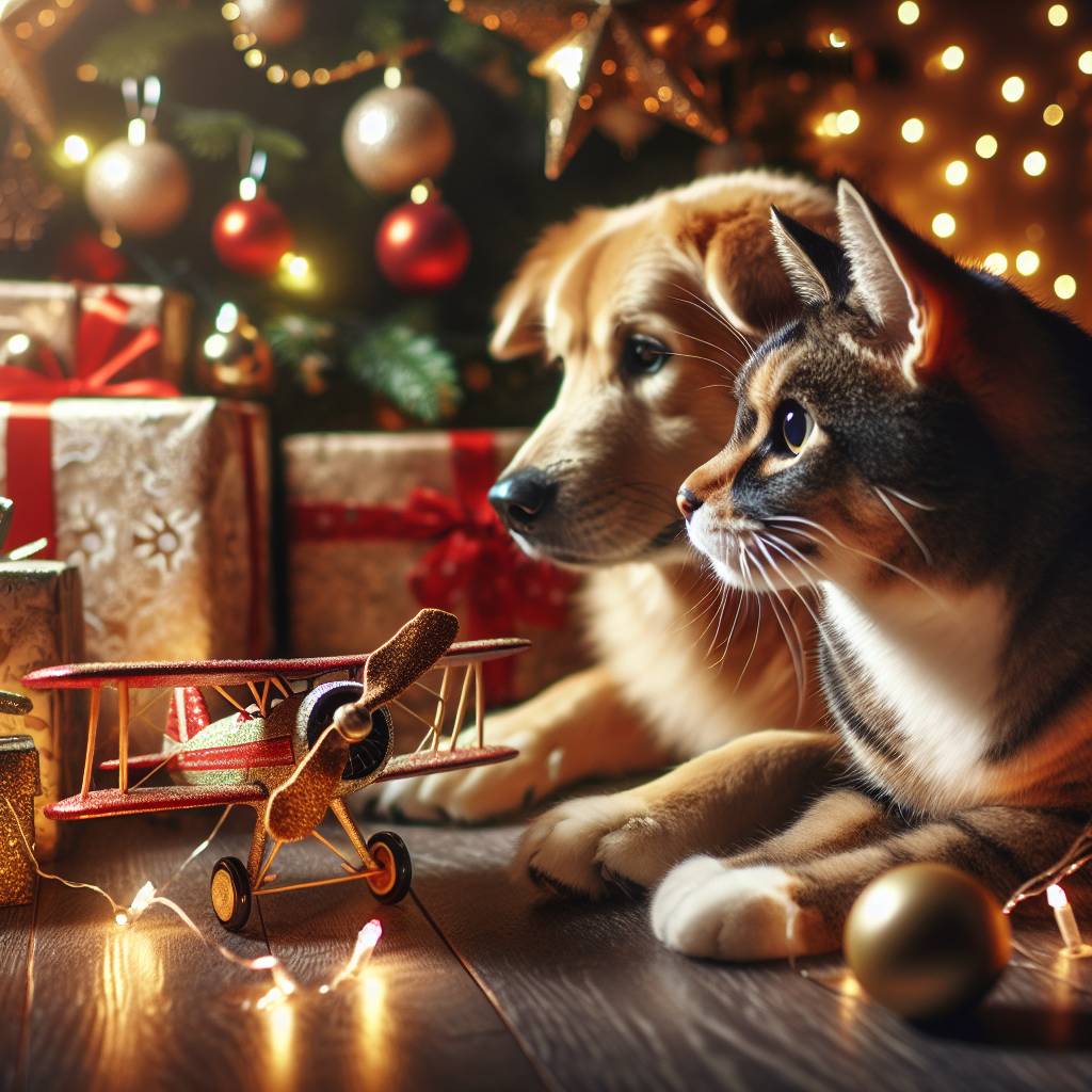 4) Christmas AI Generated Card - Cats, Dogs, and Aircraft