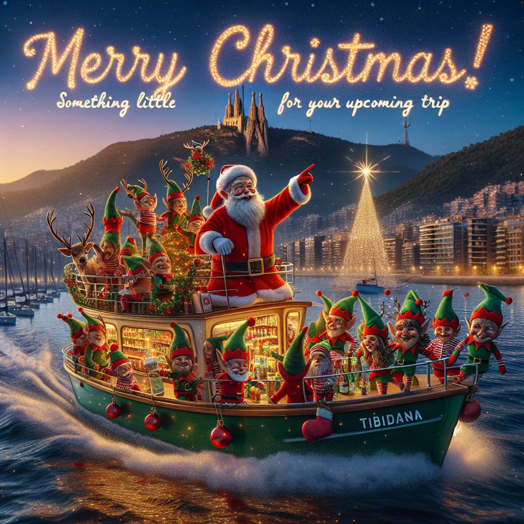 3) Christmas AI Generated Card - Sunset, Boat trip, Barcelona, Live music, and Drinks (5b8a3)
