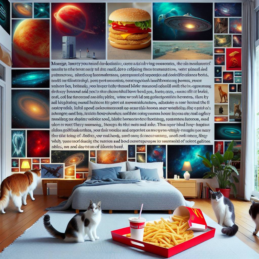 2) Birthday AI Generated Card - Cats, Sci-fi, Books, Kfc, and Snuggled up in bed (768d7)