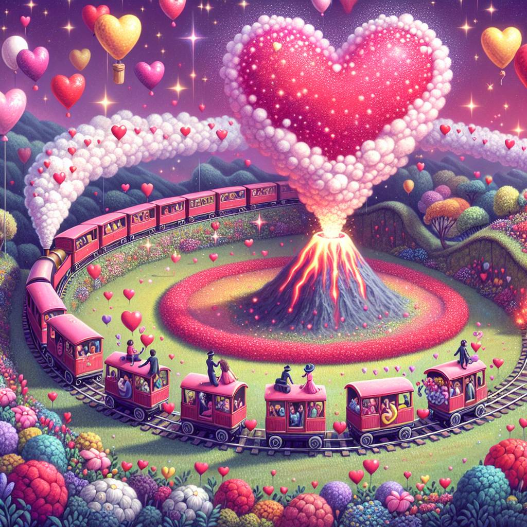 1) Valentines-day AI Generated Card - Trains, and Volcanos (ae310)