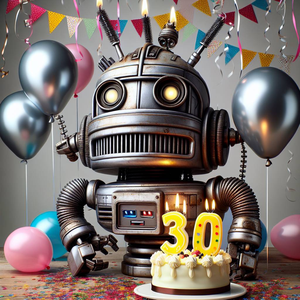 2) Birthday AI Generated Card - Dalek,  Birthday candles, Balloons, and 30th (6ce82)