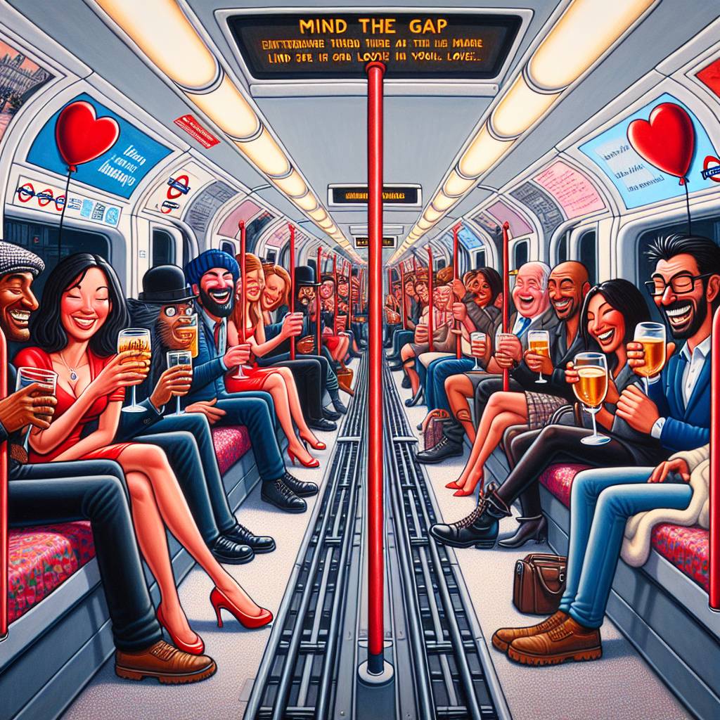 1) Valentines-day AI Generated Card - London underground trains buses cider wine socialising (57fd7)