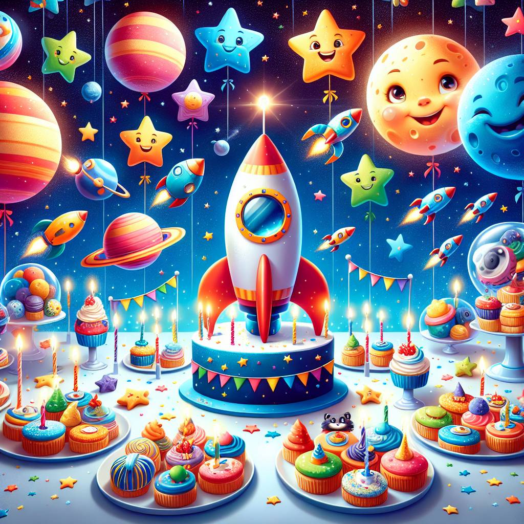 1) Birthday AI Generated Card - Rockets , Space, and Biscuits  (a9cec)