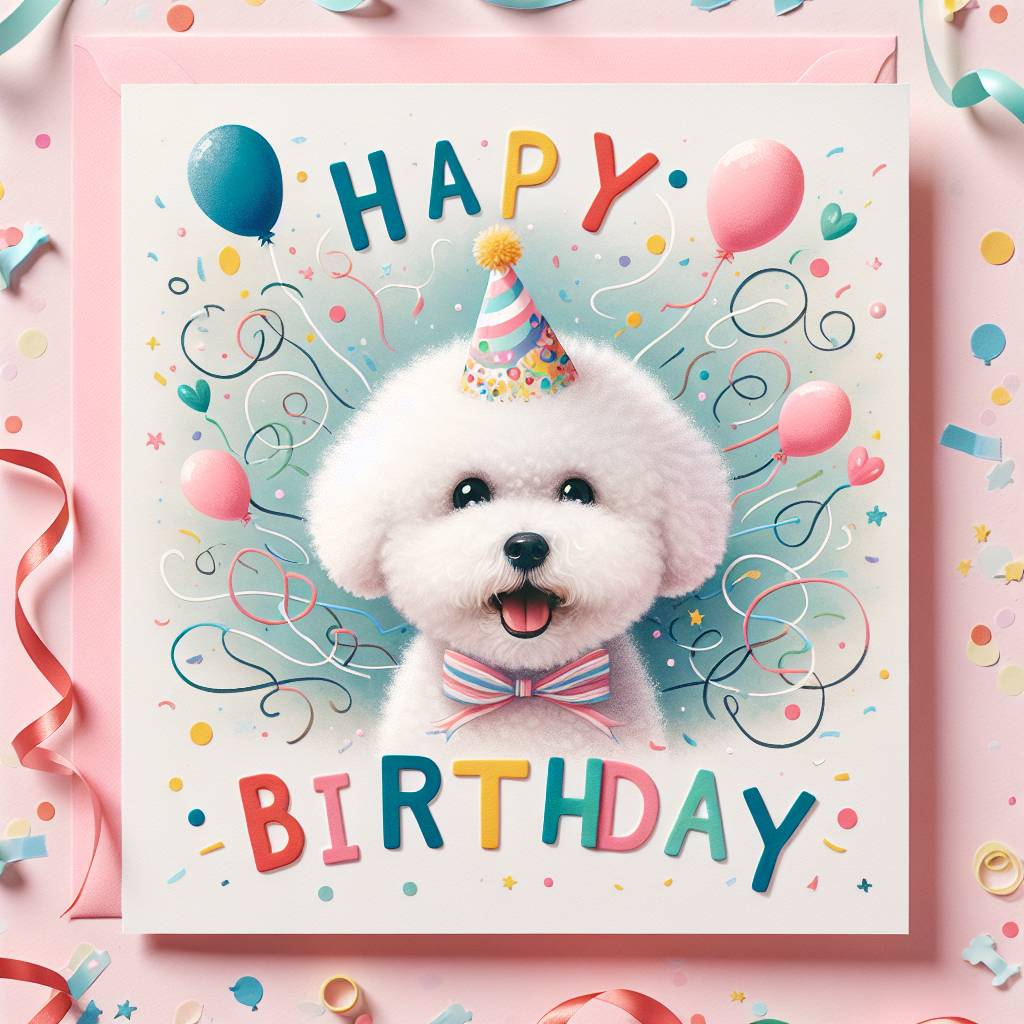 1) Birthday AI Generated Card - Bichon Frise   (113ec)