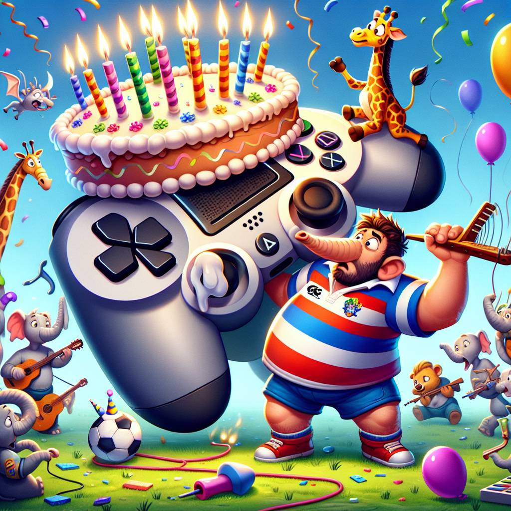 1) Birthday AI Generated Card - Rugby, gaming, guitar (f2fe2)