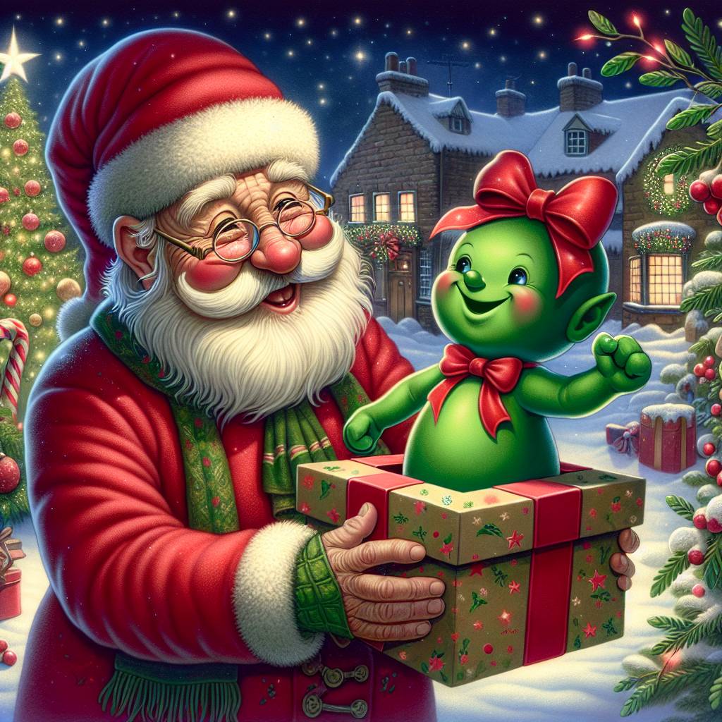 1) Christmas AI Generated Card - Santa defeats the grinch (fafc4)