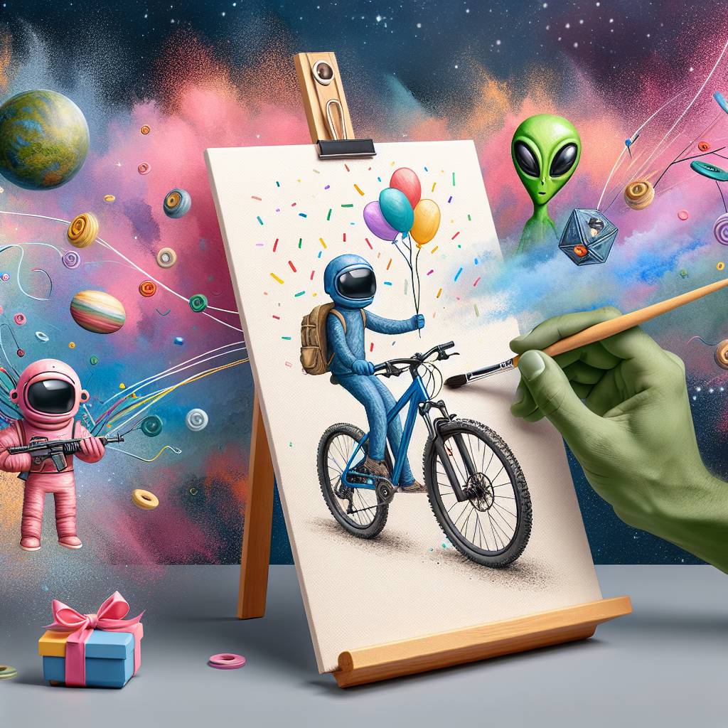 1) Birthday AI Generated Card - Mountain bike, warhammer, alien, painting (a0dc2)
