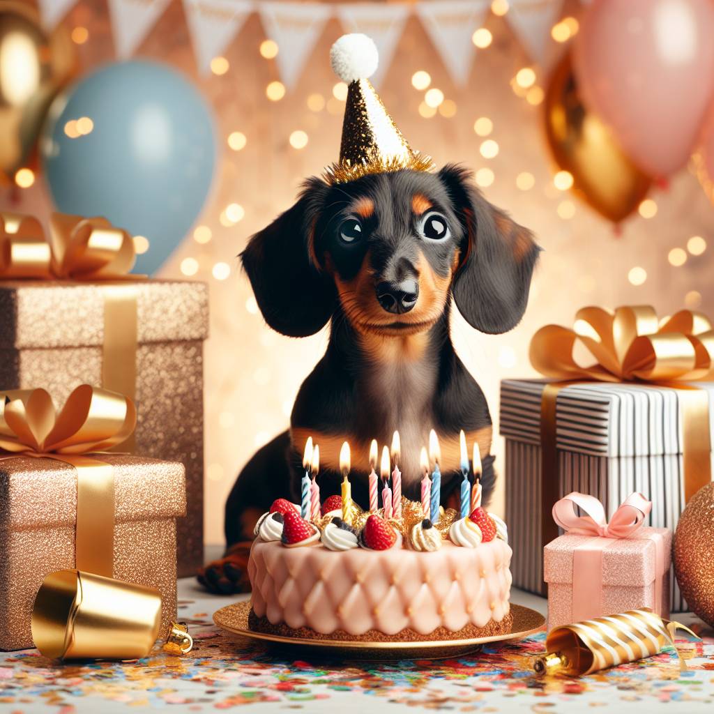2) Birthday AI Generated Card - Black and tan dachshund  (ff406)