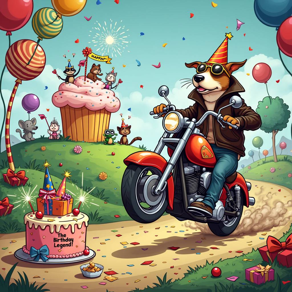 2) Birthday AI Generated Card - Motorbike (0079b)