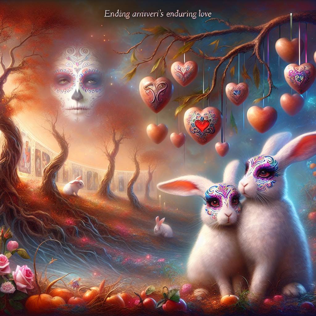 2) Anniversary AI Generated Card - Rabbits, David bowie, Trees, Love, Sweets, and Skulls (0d53d)