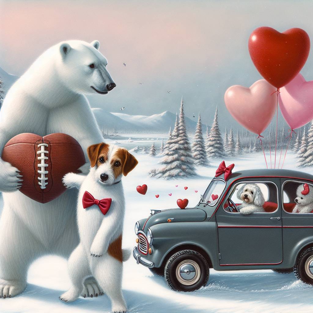 1) Valentines-day AI Generated Card - Polar bears , Jack russel, Cockapoo, Football, and Mini (f4fb8)