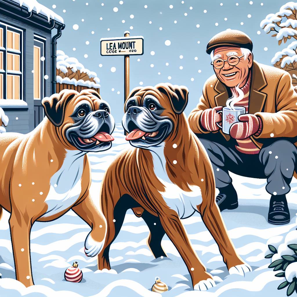5) Christmas AI Generated Card - Neighbour, Lea Mount Close, and 2 boxer dogs