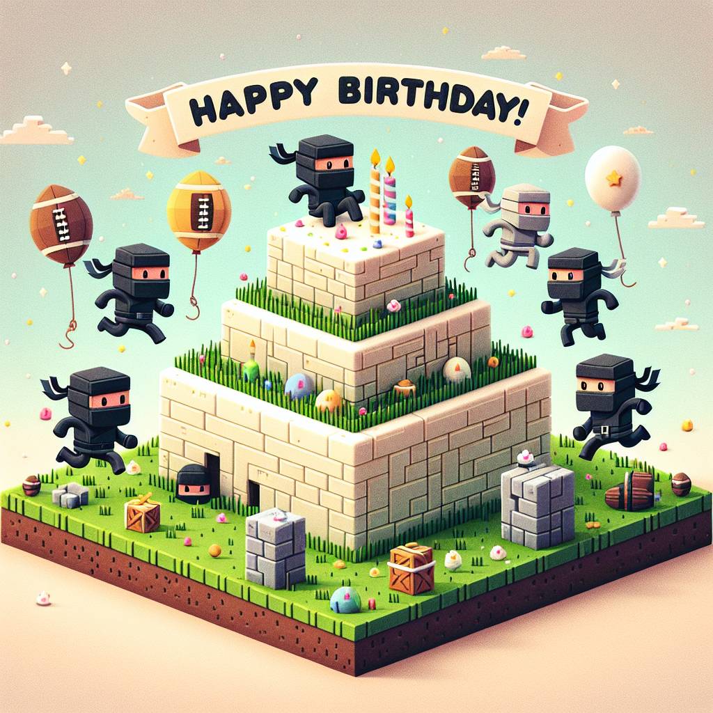2) Birthday AI Generated Card - Ninjas, Minecraft, Football, and Superheroes  (8a022)