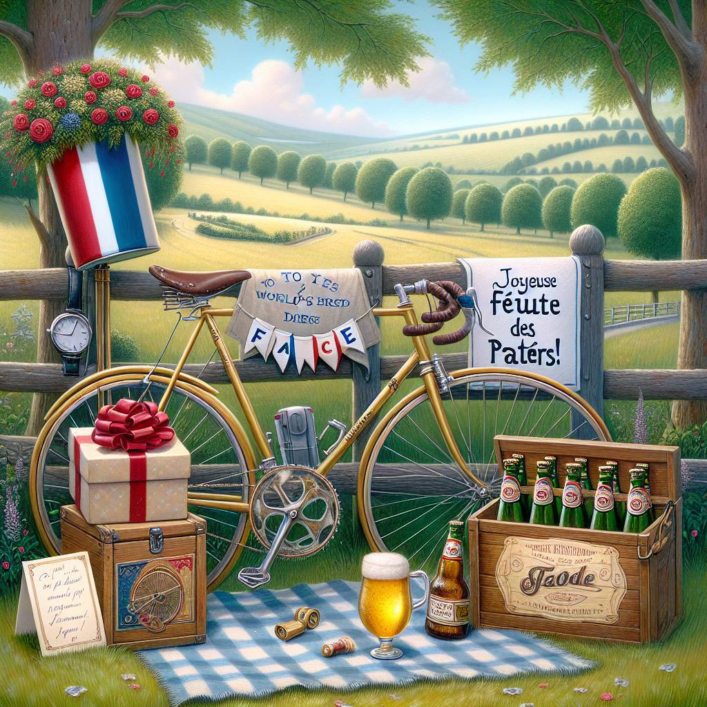 2) Fathers-day AI Generated Card - Beer, Cycling, and France (8665e)