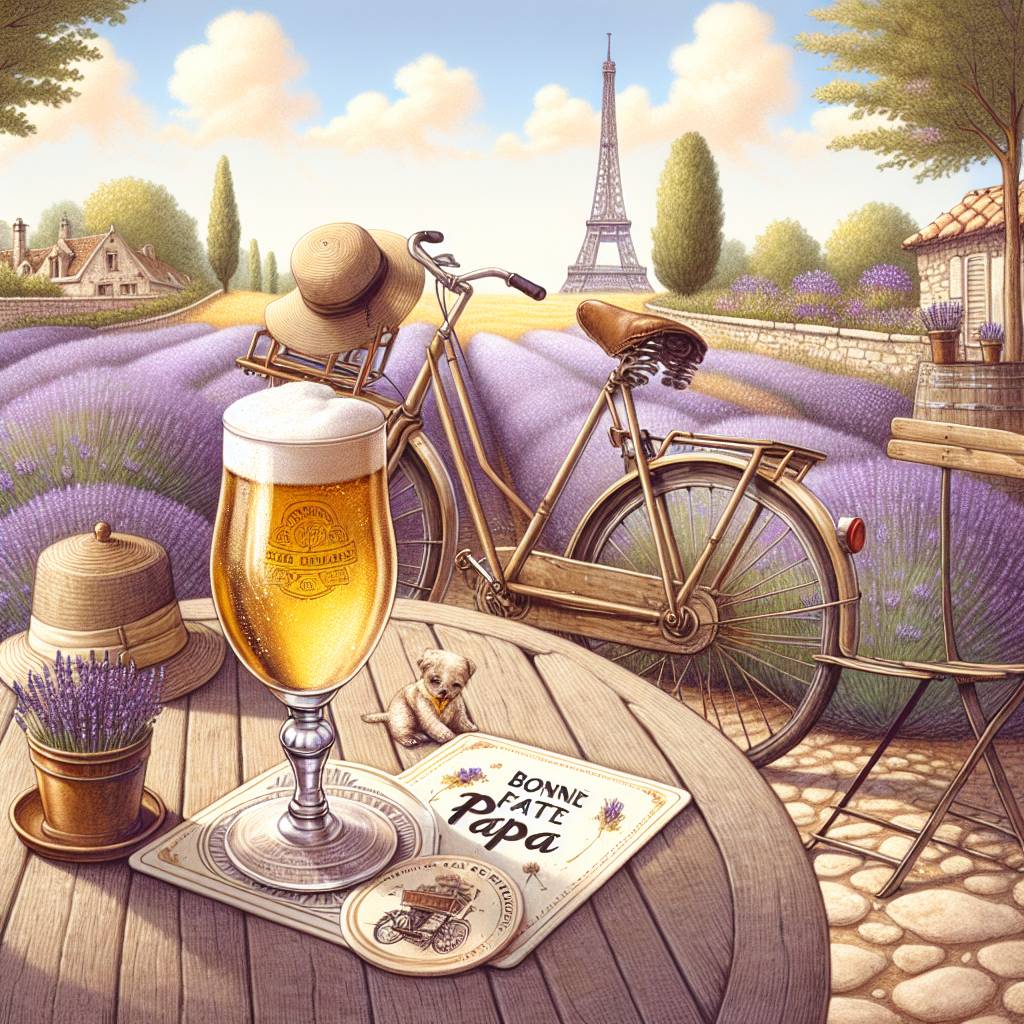 1) Fathers-day AI Generated Card - Beer, Cycling, and France (584c0)