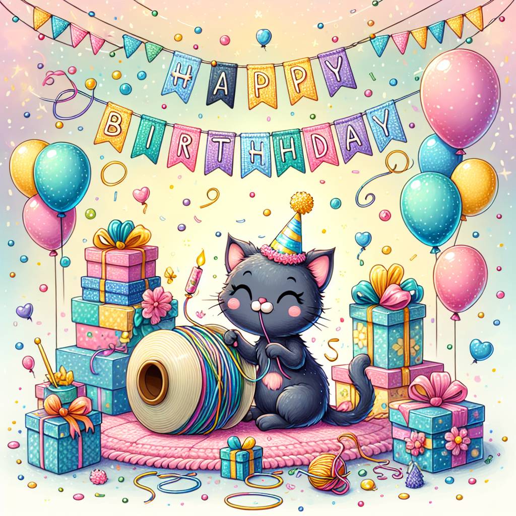 1) Birthday AI Generated Card - Black cats (00f13)