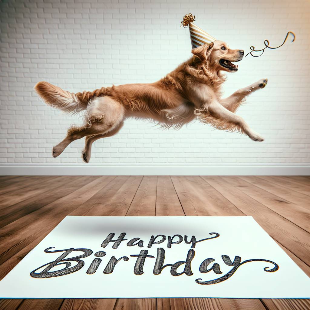 4) Birthday AI Generated Card - Golden Retriever   (f839b)