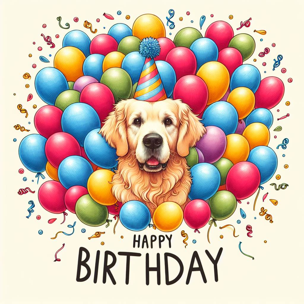 1) Birthday AI Generated Card - Golden Retriever   (460a1)