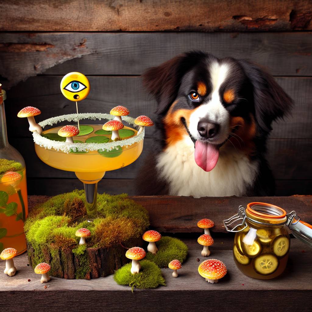 2) Birthday AI Generated Card - Toadstools, Evil eye, Spicy margaritas , Burnese mountain dog, and Pickles (81858)