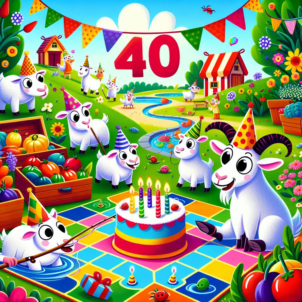 1) Birthday AI Generated Card - Goats, Fishing , Gardening, 40, and Ludo (34933)