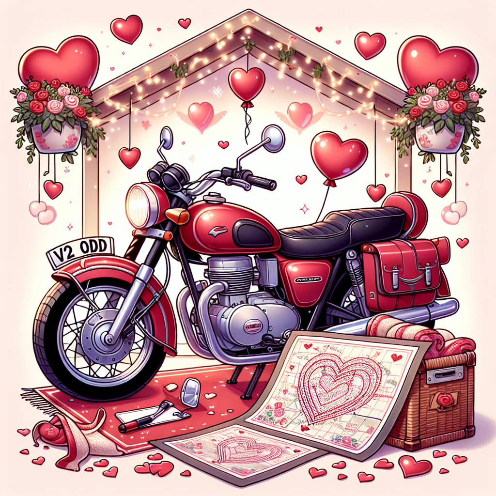 2) Valentines-day AI Generated Card - Red Harley Davidson Motor bike, and Registration V2 ODD (82779)