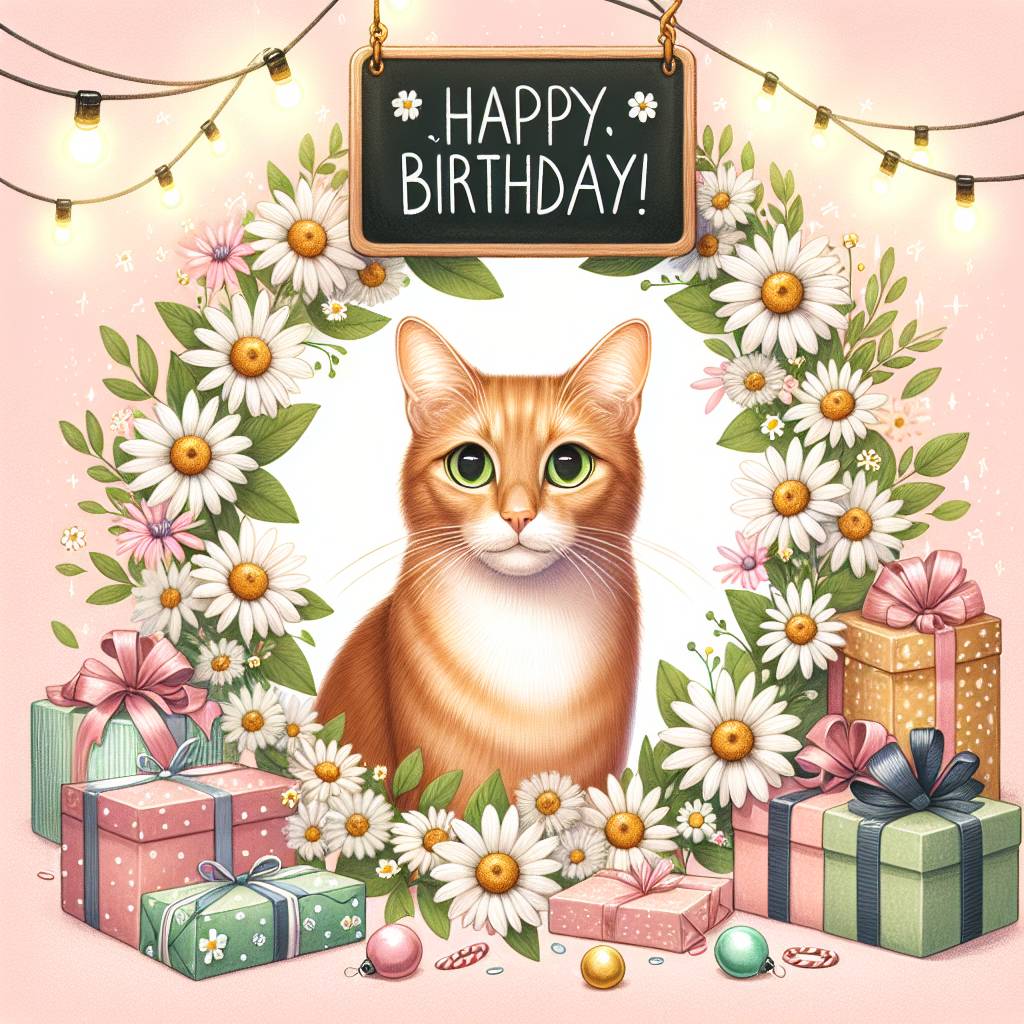 2) Birthday AI Generated Card - Cat  (b3613)