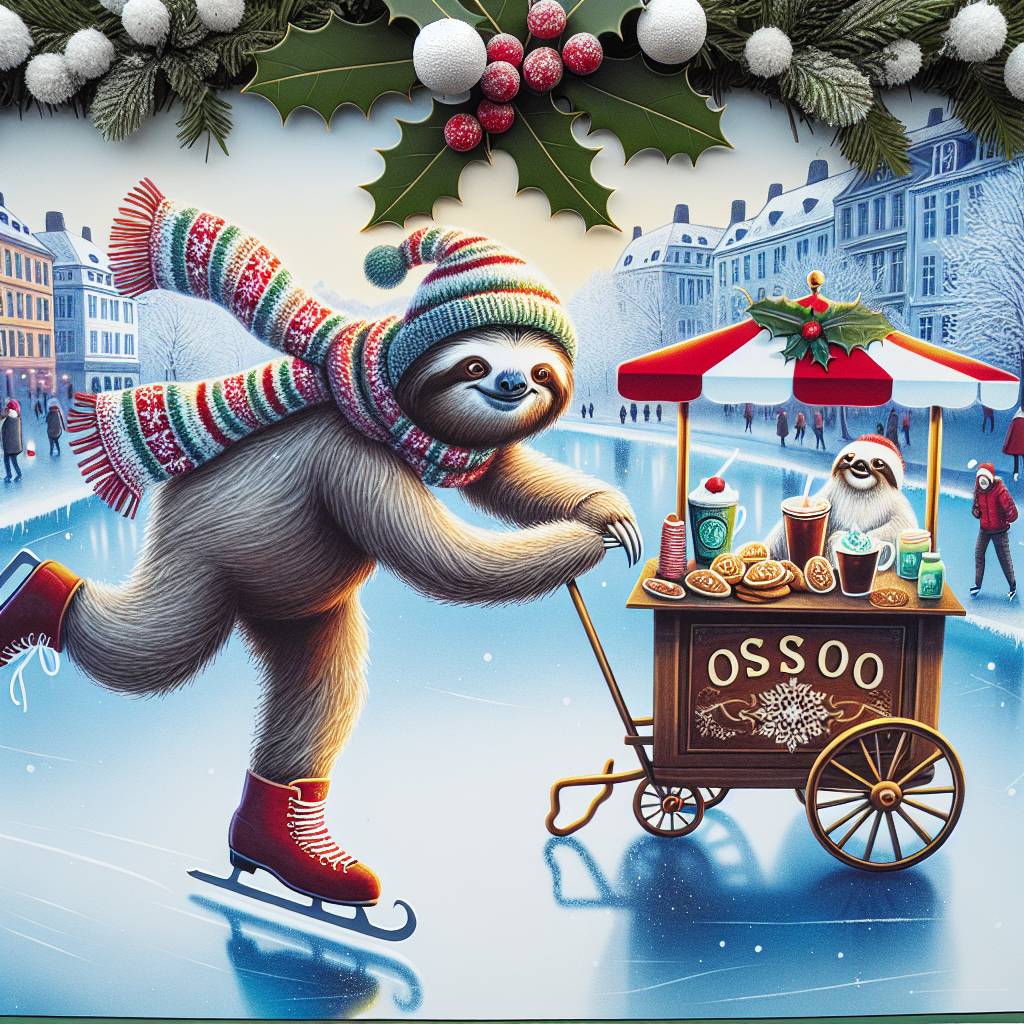 3) Christmas AI Generated Card - Food / sloths / mint , Sloths, and Oslo (26b54)