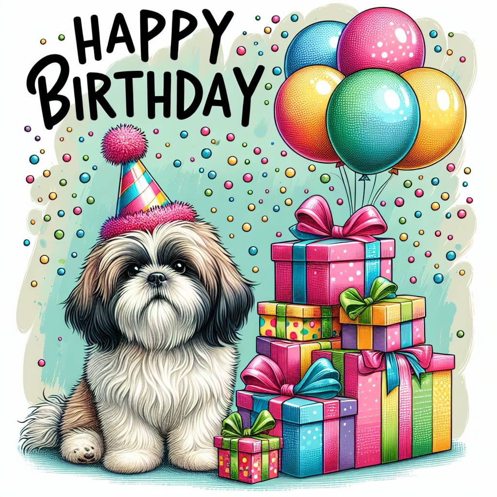 1) Birthday AI Generated Card - Shih Tzu   (d6e09)