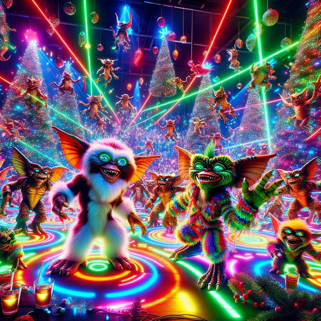 4) Christmas AI Generated Card - Gremlins, Rave, and Techno