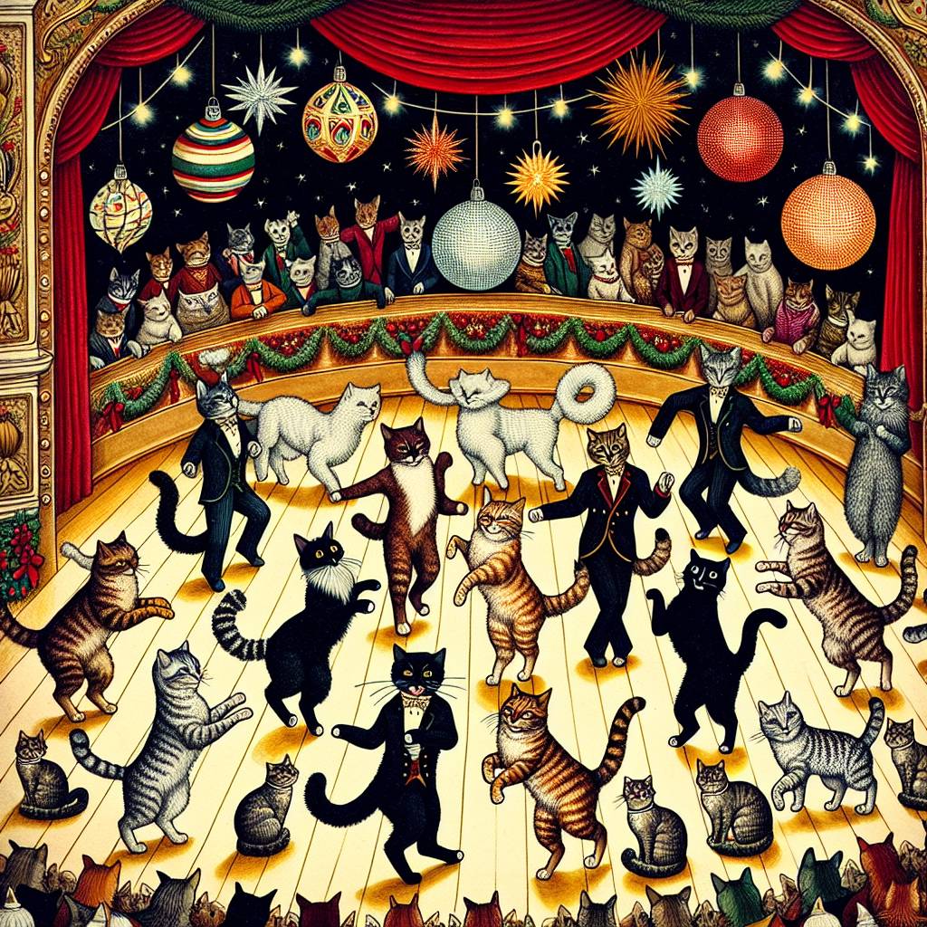 3) Christmas AI Generated Card - Cats, Theatre, and Disco