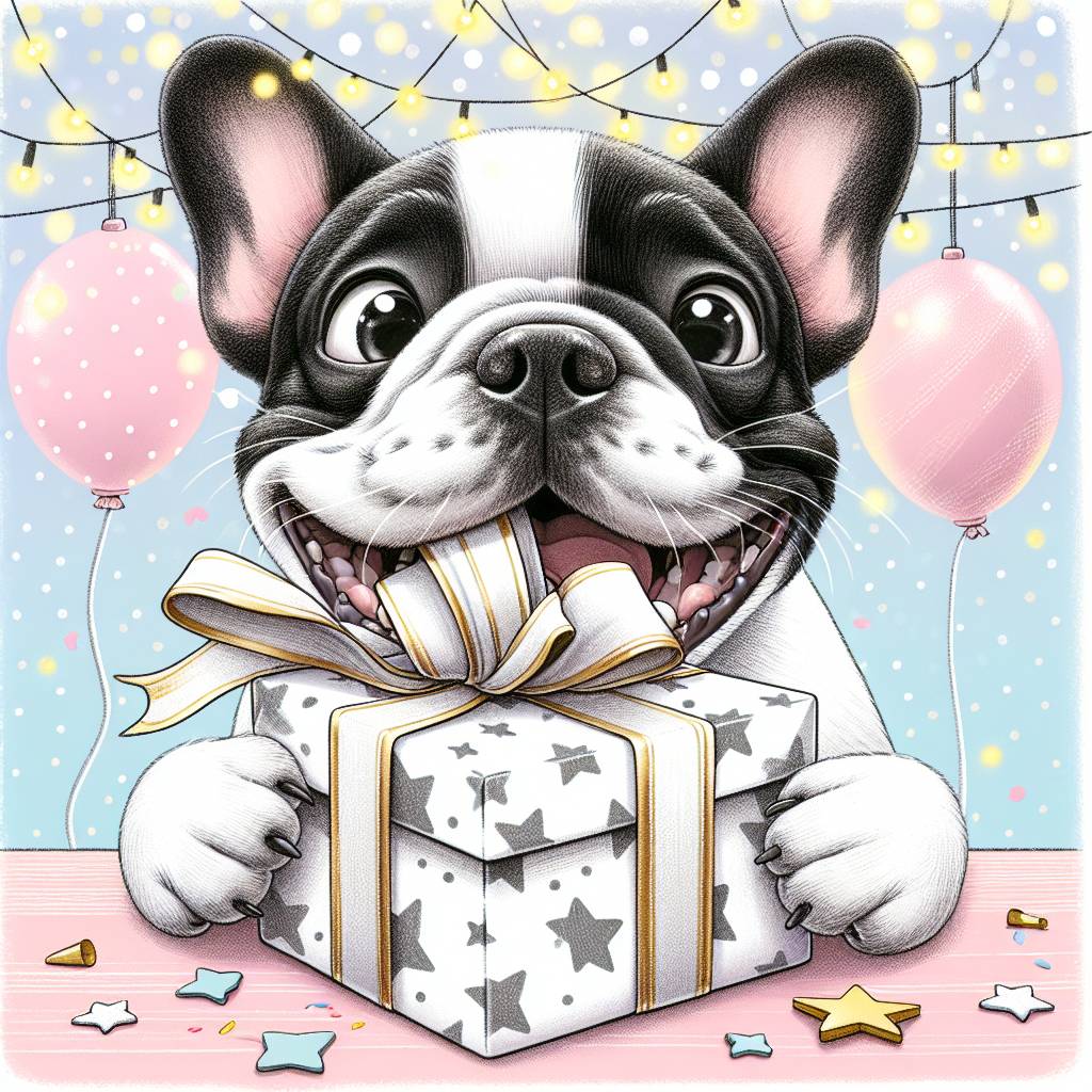 2) Birthday AI Generated Card - Black and white French bulldog (42007)