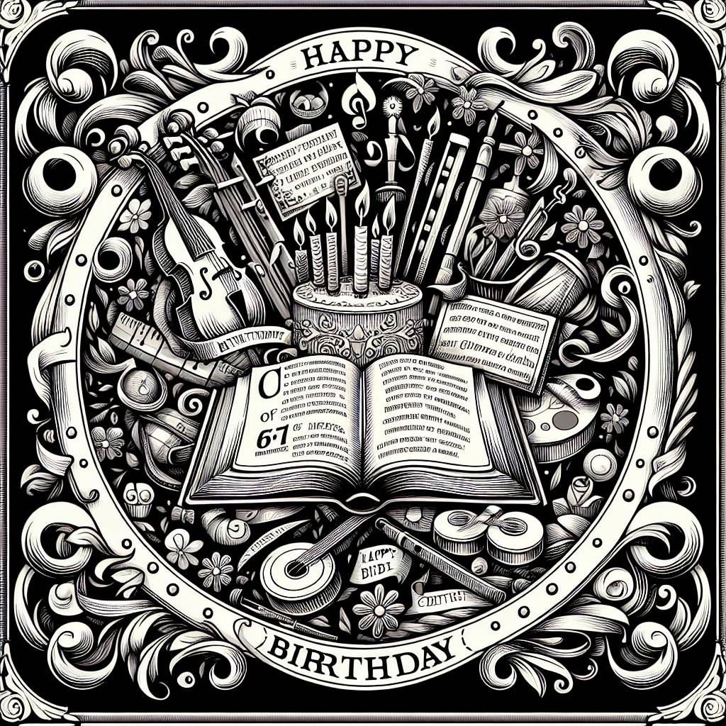 2) Birthday AI Generated Card - Flowers, Bible, Music, Art, and Literature (18a8d)