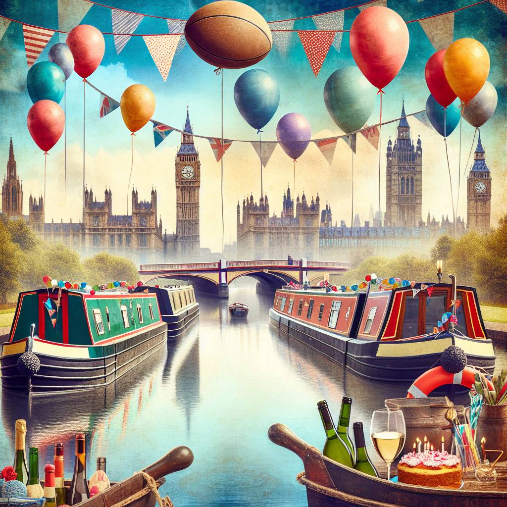 1) Birthday AI Generated Card - Narrow Boats, Rugby, Wine, and Travel (9b7a2)