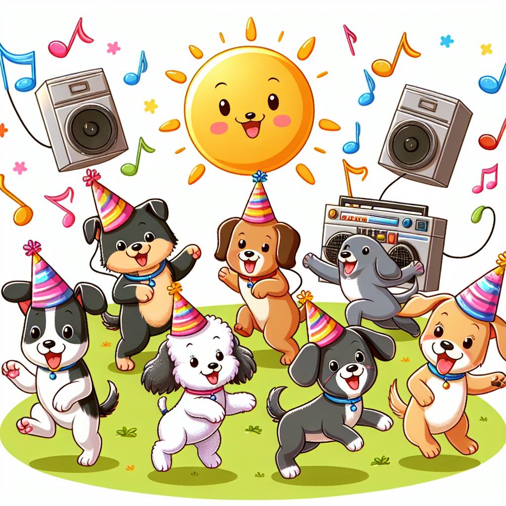 1) Birthday AI Generated Card - Dogs , Sunshine , and Music  (93000)