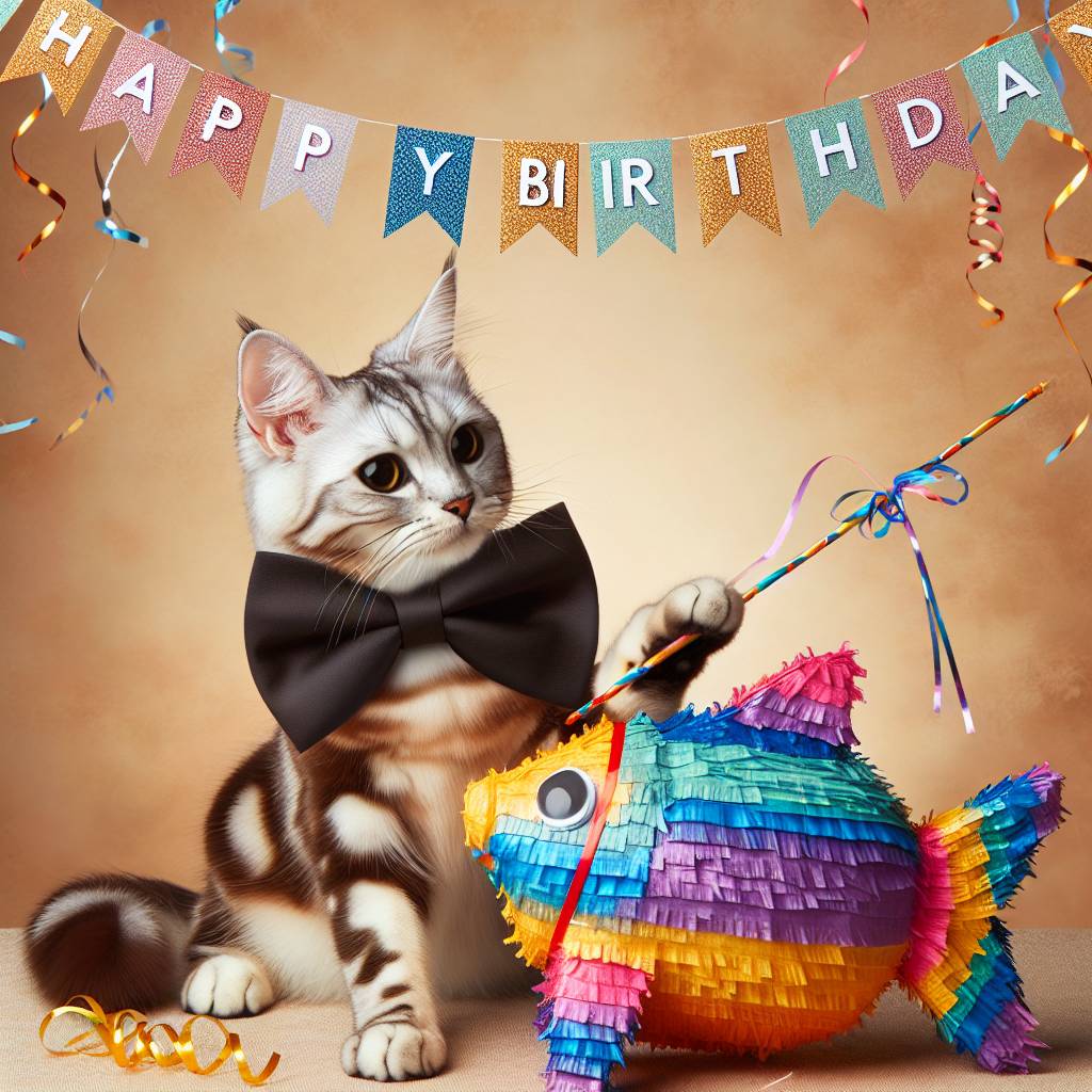 3) Birthday AI Generated Card - American Bobtail Birthday Cards (8b71c)