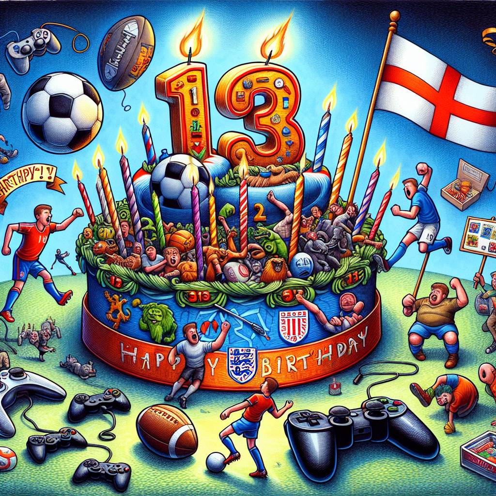 2) Birthday AI Generated Card - Football , Playstation , Xbox, Rangers, Middlesbrough , England, Tiktok, 13, Wrestling , and Friends (dcfec)