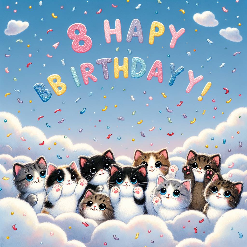 2) Birthday AI Generated Card - Cats, and Clouds (061c3)