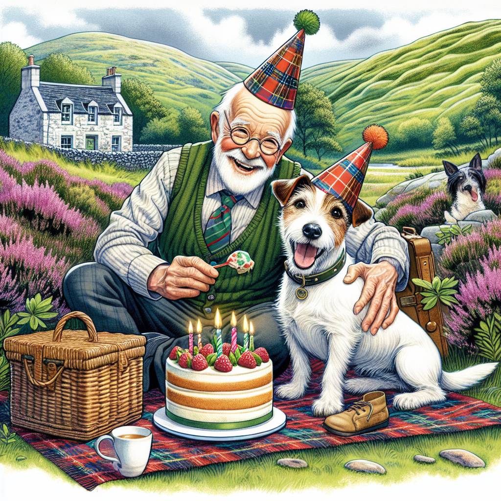 1) Birthday AI Generated Card - Jack russell in scotland, and With gran (f14e3)