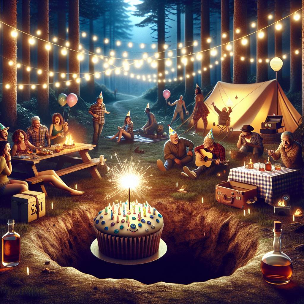 2) Birthday AI Generated Card - Camping, Records, Whisky , and Pot holes (5460c)