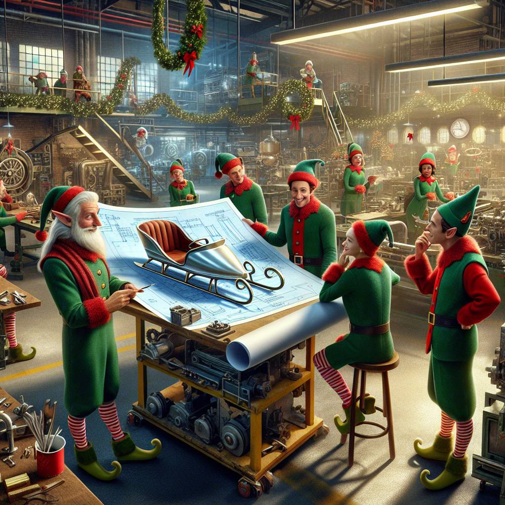 2) Christmas AI Generated Card - Factory, Engineering, Aeronautical, Workers, Engineers, and New project (b4f57)