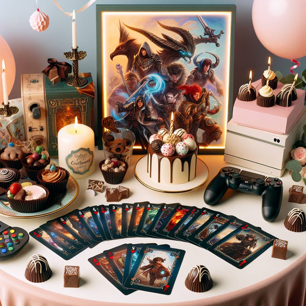 2) Birthday AI Generated Card - Magic the gathering, Video games, and Chocolate (baea2)